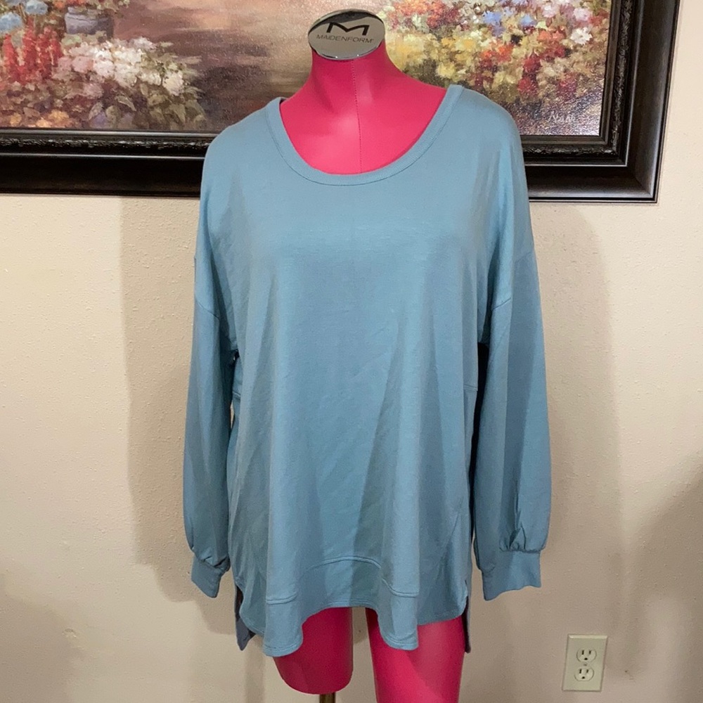 SOFT SURROUNDINGS SHIRT SWEATSHIRT FLEECE LINED BLUE SUPER SOFT X-LARGE XL